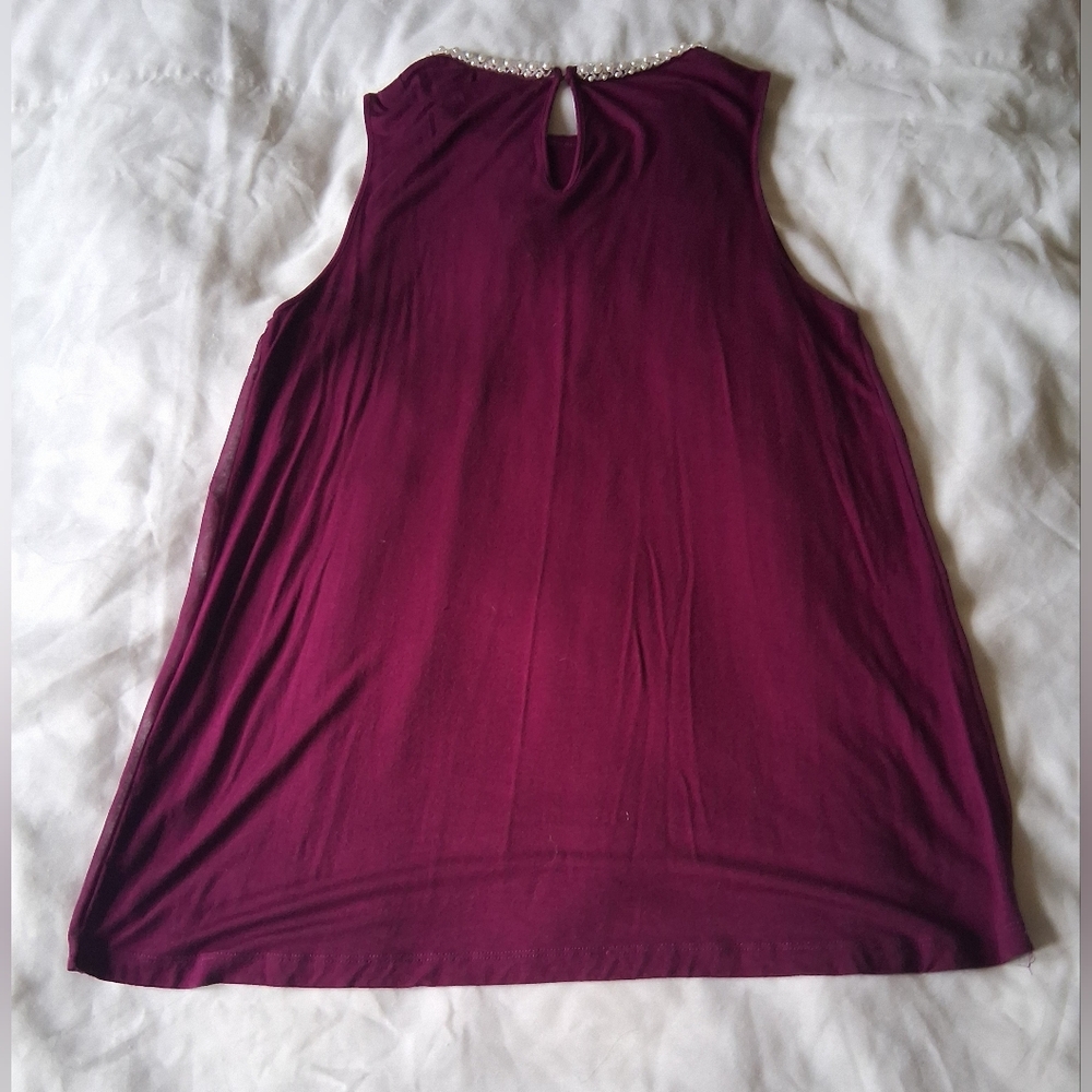 Design History Jewel-Trim Sleeveless Top in Wine - Picture 8 of 8